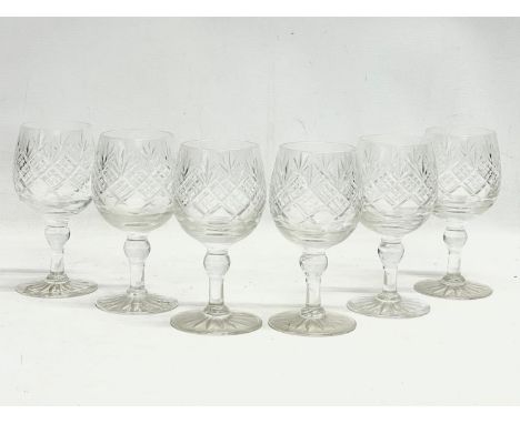 A set of 6 vintage crystal wine glasses. 15cm 