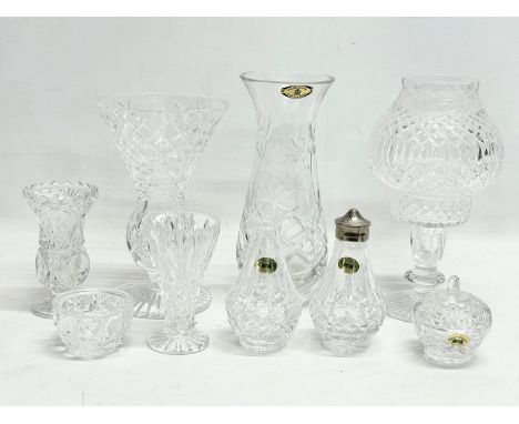A quantity of mostly Tyrone Crystal. Tea light measures 21.5cm. 