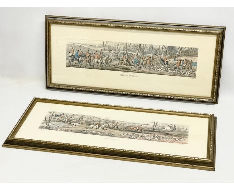 2 large vintage Hunting prints. 69x29cm 
