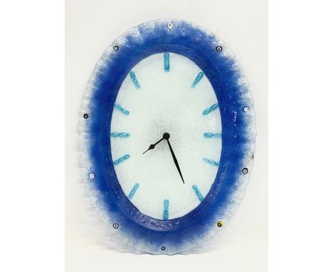 A vintage Lavorazione A Mano Arte Murano Glass wall clock. 33x44cm. 