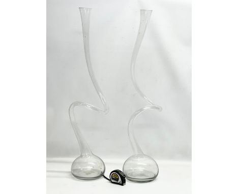A pair of large Art Glass vases. 89cm 