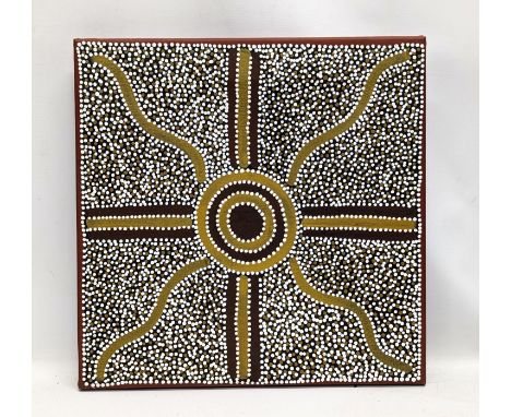 An Aboriginal Acrylic painting by Lindsay Bird Mpetyane, 2005. 42x42cm 