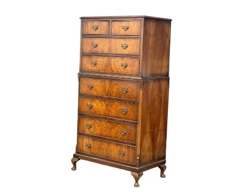 A vintage Georgian style walnut tallboy chest of drawers.  82x48x150cm 