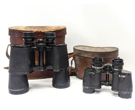 2 pairs of vintage binoculars in cases 
