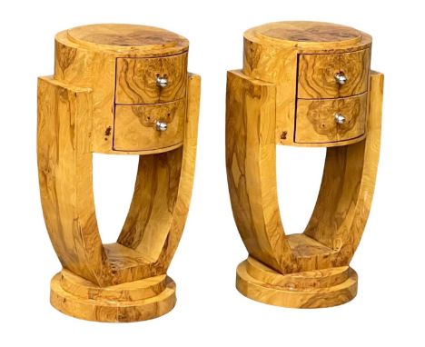 A pair of vintage Art Deco style Walnut bedside chests. 37x70cm 