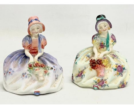 2 vintage Royal Doulton ‘Monica’ pottery figurines. 9x11cm 