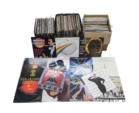 A large collection of vintage vinyl records and LPs including Michael Jackson, Kool &amp; The Gang, Johnny Cash, Elton John, 