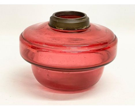 A Victorian Ruby Glass oil lamp bowl. 16x12cm 