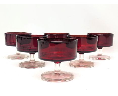 A set of 6 vintage Ruby Glass dessert bowls. 7.5cm 