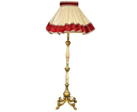 A vintage ornate brass and onyx standard lamp. 180cm 