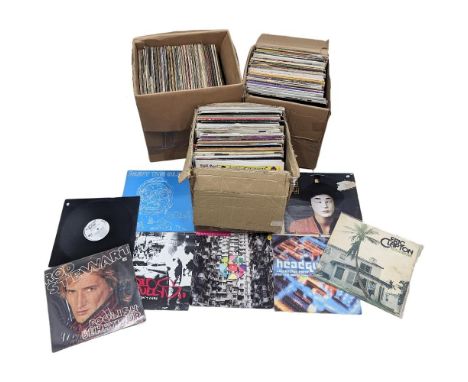 A large collection of vintage vinyl records and LPs 