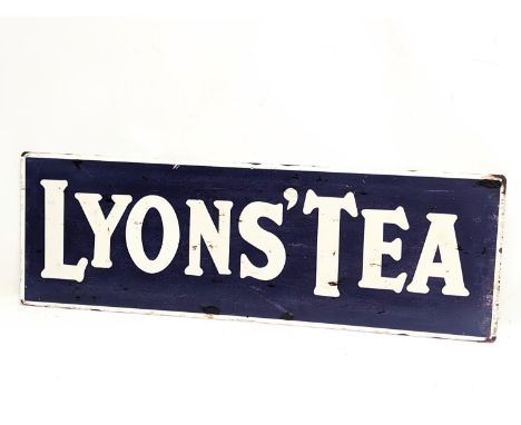 A vintage enamel sign for Lyon's Tea. 90x30cm 