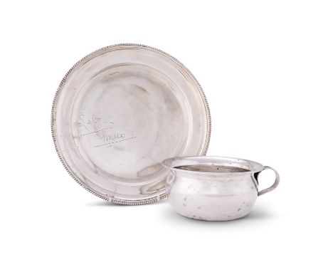 AN ITALIAN SILVER BOWL, GIOVANNI TERONA, FLORENCE, CIRCA 1945-49 plain bulbous below an everted rim, stamped '800' and Italia