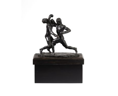 AFTER CECIL DE BLAQUIERE HOWARD (1888-1956): UPPERCUT (CERDAN VERSUS LA MOTTA), 1949-50  a French dark patinated bronze reduc