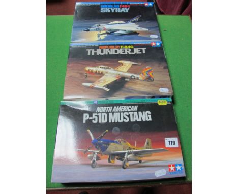 Three Boxed Tamiya Plastic Model Aircraft Kit. All 1:72nd Scale # 60745 Republic F-84G Thunderjet.  Appears complete with all