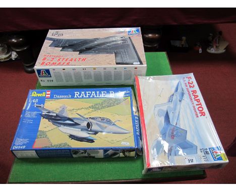 A Sealed Boxed Italeri Plastic Model Aircraft Kit, # 850 1:48th F-22 Raptor. A boxed Revell plastic model aircraft kit # 0454