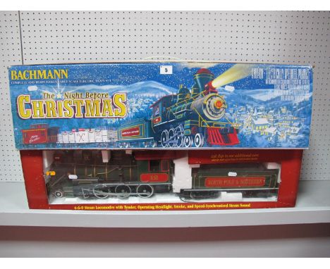 A Boxed Bachmann "G" Scale Train Set #90037 The Night Before Christmas. 4-6-0 steam locomotive and tender, two freight cars. 