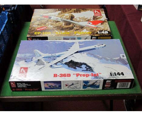 A Boxed Hobby Craft Plastic Model Aircraft Kit, # HC1272 1:144th scale B-36D "Prop-Jet". Appears complete with all parts in s