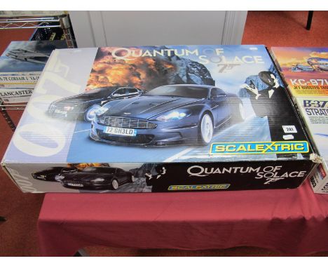 A Scalextric "Quantum of Solace" James Bond Slot Car Set, with two cars. Boxed . Playworn. 