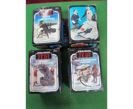 Four Boxed Original Star Wars Mini-Rigs E.S.B Mobile Laser Canon-3, by Kenner 1981, no leaflet, R.O.T.J vehicle maintenance e