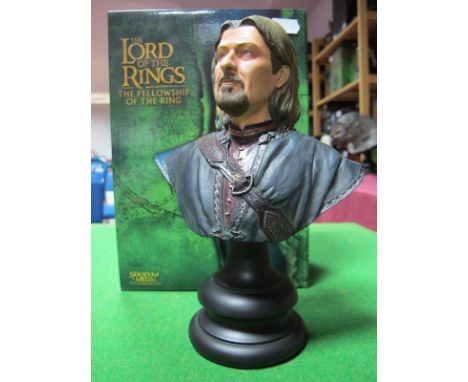 A Boxed Sideshow Weta Boromir Son of Denethor 1/4 Scale Polystone Bust, sculpted by Ben Wootten .21cms tall.