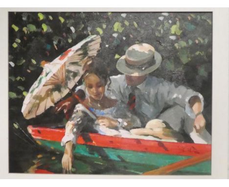 A coloured print "Romance on the River" after S V Daines No. 99/195 with certificates