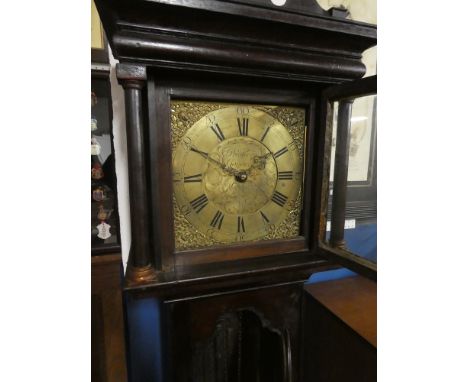 An 18th Century longcase clock with 11" square  dial by Presbury of Coventry, 30-hour movement in oak traditional case