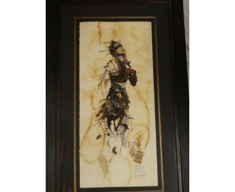 A good quality multi media screen print depicting a female with playing cards "Entourage House of Cards" after Stephen M Hort