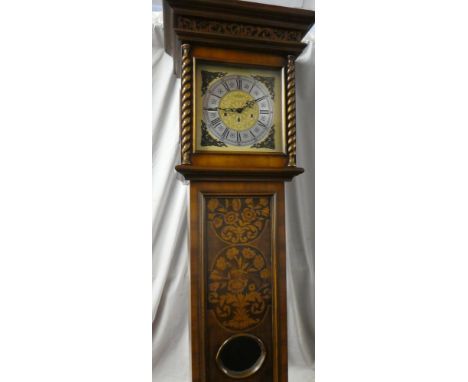 A good quality modern longcase clock in 18th Century-style floral decorated walnut case