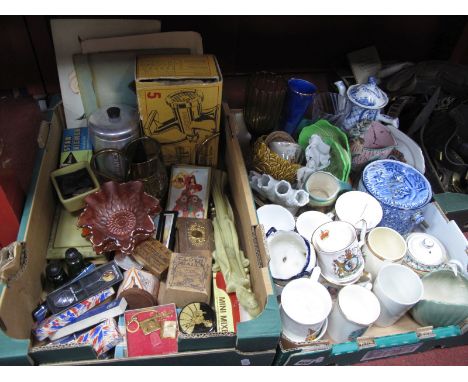 Carnival Glass Bowls, Midwinter salad dishes, commemorative ware, Furnivals 'Old Chelsea' coffee pot, viewer, mincer, oil pai