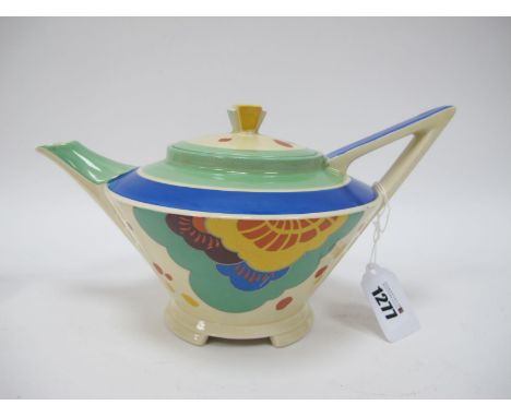 A Royal Doulton Art Deco 'Gaylee' Pattern Teapot, 14cm high.