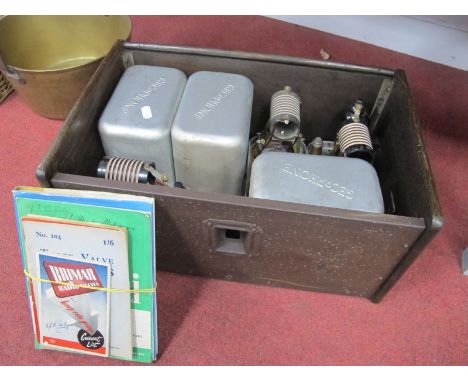 A 1930's Osram Music Magnet Radio Case; together with it's Gecophone valves and cases, other miscellaneous collectable items 