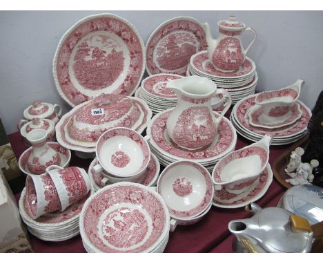 Adams Real English Ironstone "English Scenic" Dinner, Tea Service, approximately seventy eight pieces.