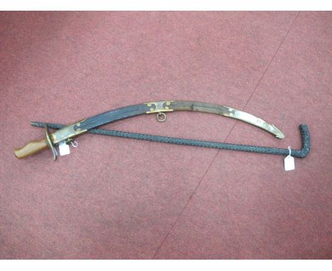 Sabre Circa XIX Century, with serpent suspension rings and copper mounts to leather scabbard, handle alterations 86cm crosswa