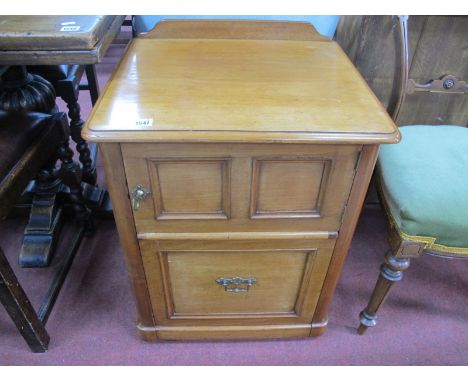 A Late Victorian Secessionist Period Walnut Stained Night Cupboard/Commode, with upper rear gallery, (26" height x 21" width 