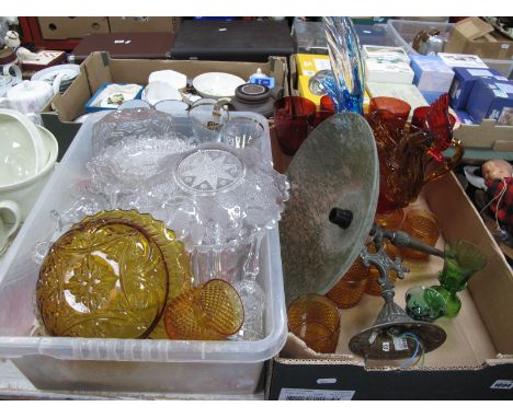 A Large Cockerel, (damaged), light, goblets, other glassware:- Two Boxes.