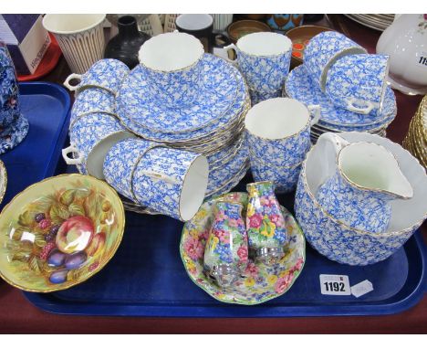 Early XX Century Blue and White Tea Service, of approximately forty pieces, Aynsley D. Jones dish, chintz condiments:- One Tr