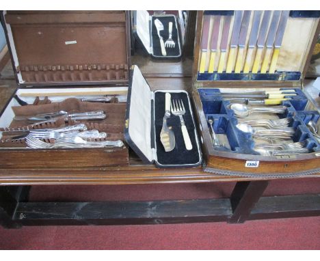 Walker-Hall Part Canteen of Cutlery, in an oak case, together with one other cutlery box with Kings pattern cutlery, and case
