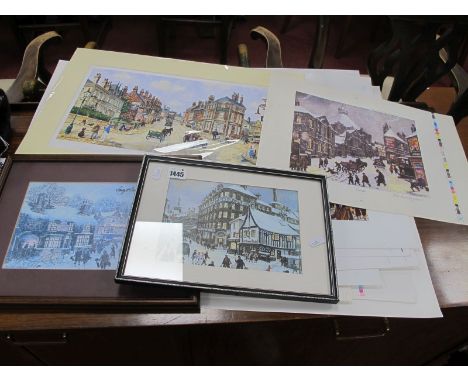 George Cunningham Unframed Prints, "Broomhill" (2), "Crookes", "Fargate", "Millhouses", "Mayfield Valley, Ecclesall Church, B