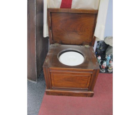 An Early XX Century Commode, with hinged lid and twin handles on plinth base.