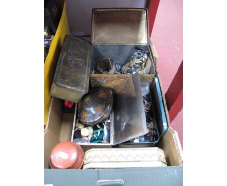 A Collection of Vintage Buttons in Tins, etc:- One Box