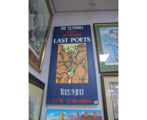 Unframed Print "The Leadmill Presents The Legendary Last Poets, Tuesday 9 July £2.50 - £2 UB40 S.U" 90 x 45.5cm.