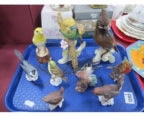 Goebel Pottery Birds (9), including Waxwing, Budgerigar, Canary.