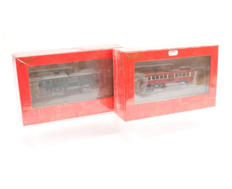 Bachmann Spectrum H0 Scale pair of Peter Witt American outline street cars consisting of 84603 Brooklyn &amp; Queens Transit 