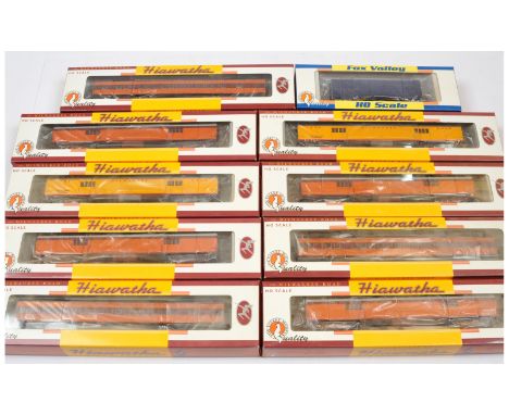 Fox Valley Models H0 Scale The Milwaukee Road Hiawatha Passenger cars consisting of Orange and Red Railway Express Agency No.