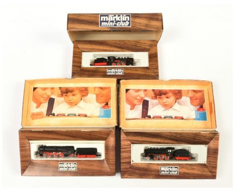 Marklin mini-club Z Gauge trio of DB Steam outline locomotives consisting of Ref 8891 R8891 4-6-0 Loco &amp; Tender 18 No.18 