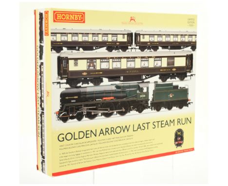 Hornby (China) R3400 (Limited Edition) "Golden Arrow" last steam run train pack containing 4-6-2 BR green rebuilt West Countr