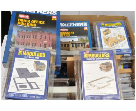 Walthers and Other Manufacturers H0 Scale Kits consisting of 933-4020 Industry office, 933-4050 Brick office building, 933-29