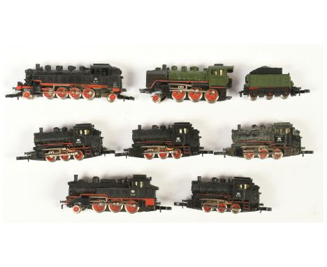 Marklin mini-club Z Gauge Group of DB Steam outline locomotives consisting of 0-6-0 Class 89 *4, 2-6-0 class 74 No.74 701, 2-