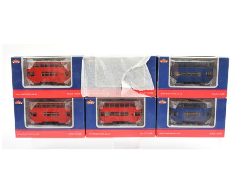 Bachmann 00 Gauge group of Tram cars consisting of CE00608 in Red *3 and CE00607 in Blue *3, all painted, undecorated. Near M